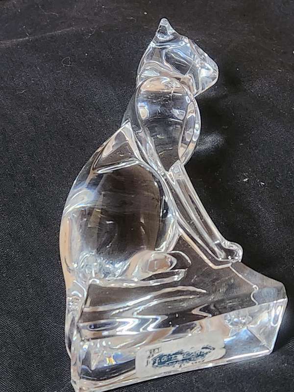 BEAUTIFUL J G DU RAND FRANCE CRYSTAL SPHINX CAT