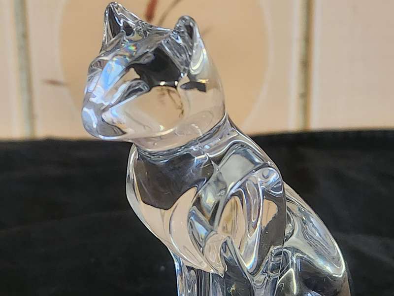 BEAUTIFUL J G DU RAND FRANCE CRYSTAL SPHINX CAT