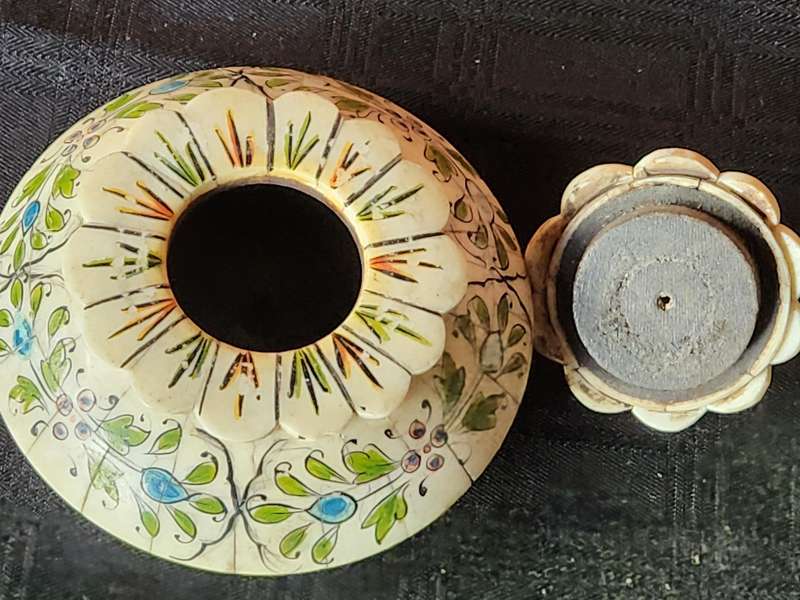 VINTAGE WOOD AND BONE OPIUM HOLDER