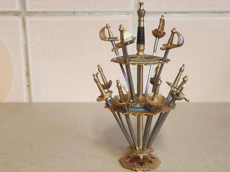 TOLEDO MINIATURE SWORDS SET ON A STAND