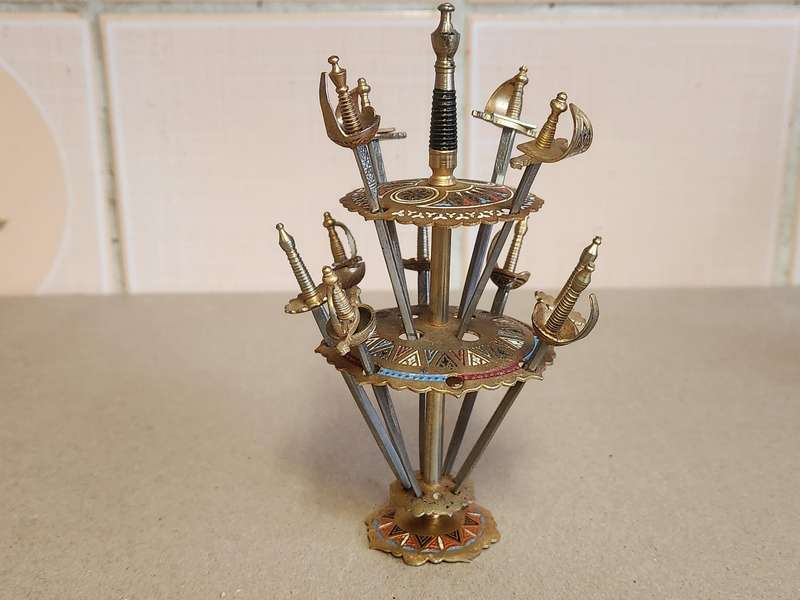 TOLEDO MINIATURE SWORDS SET ON A STAND