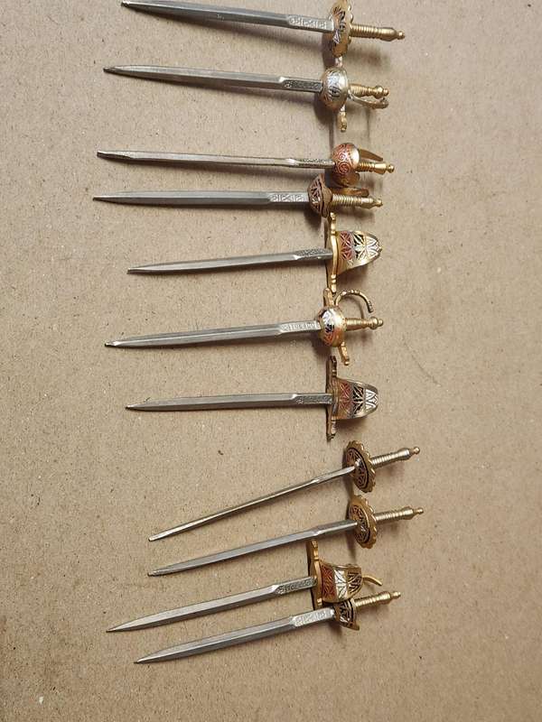 TOLEDO MINIATURE SWORDS SET ON A STAND