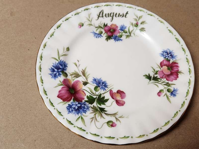 Vintage Royal Albert Bone China Poppy Flower of the Month August Tea Trio