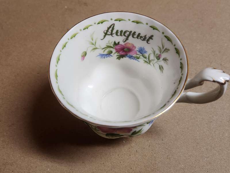 Vintage Royal Albert Bone China Poppy Flower of the Month August Tea Trio