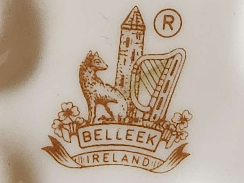 BELLEEK SHAMROCK TREE TRUNK PORCELAIN VASE, MADE IN IRELAND
