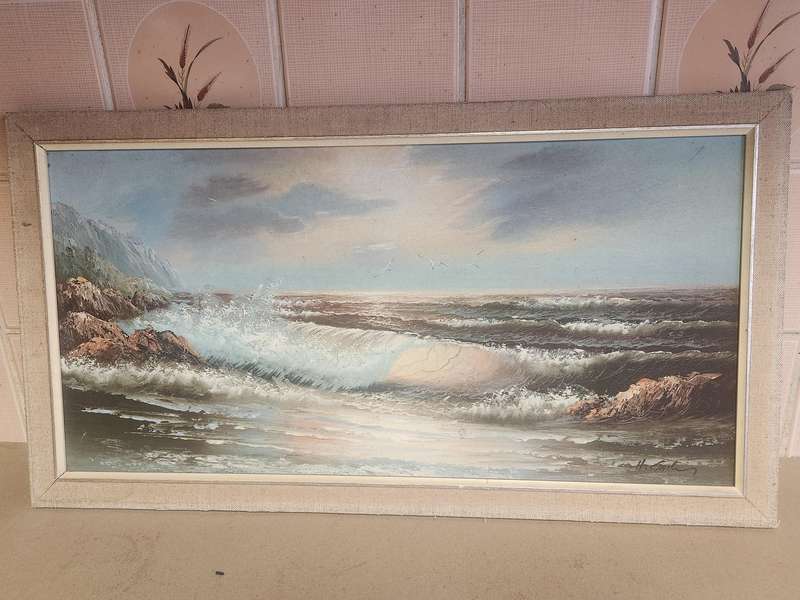 ORIGINAL ON BOARD SEASCAPE BY H GAILEY