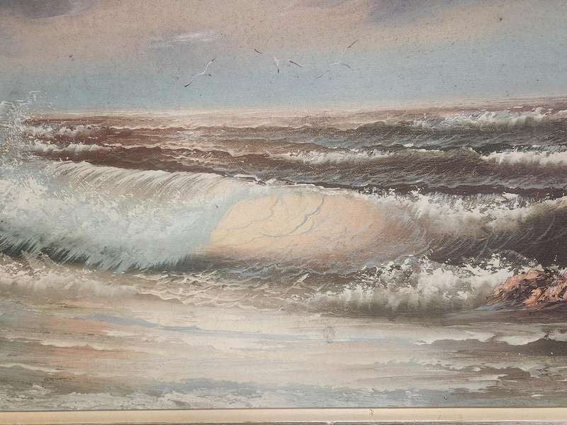 ORIGINAL ON BOARD SEASCAPE BY H GAILEY