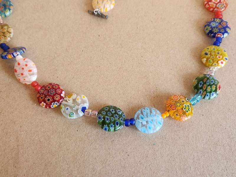 Vintage Murano Millefiori Glass Bead Necklace