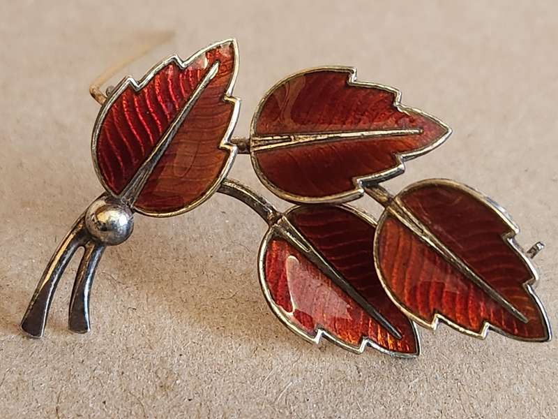 STERLING SILVER AND ENAMEL DENMARK BROOCH