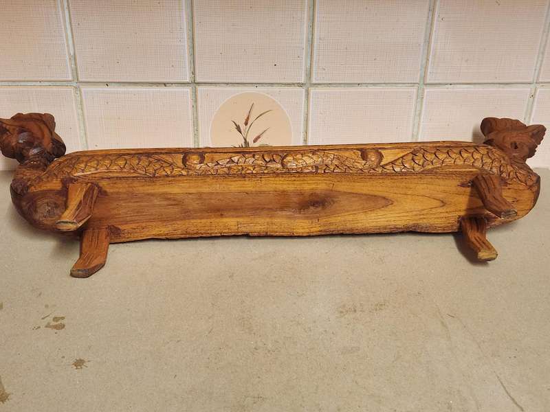 Vintage Hand Carved Wooden Dragon Mancala Board Game