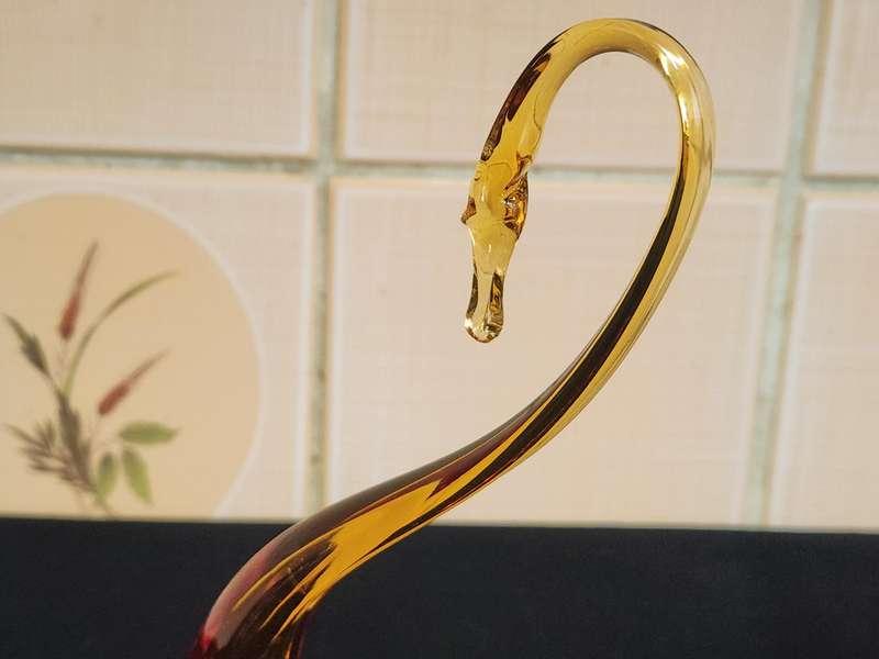 Vintage Murano Studio Art Glass Swan Shaped Bowl, Unmarked