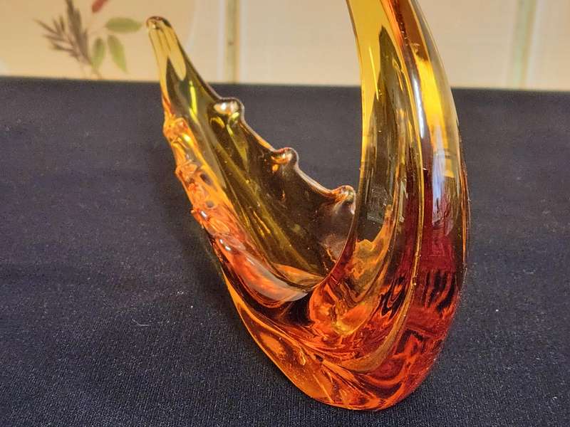 Vintage Murano Studio Art Glass Swan Shaped Bowl, Unmarked