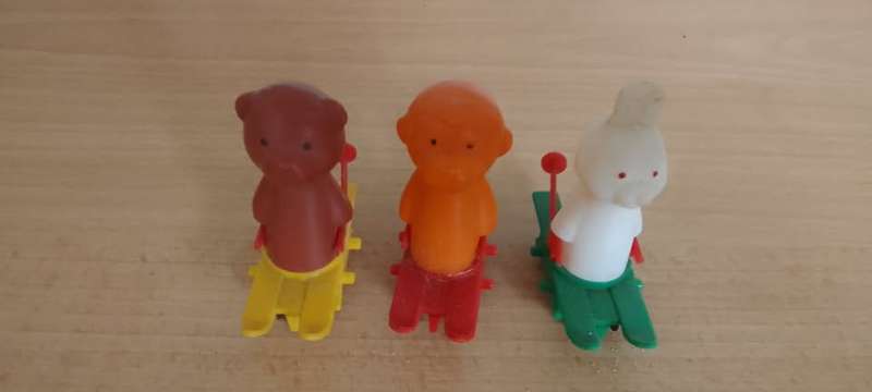 Vintage 1972 Silly Skiers Playset 3160 - Original Monkey, Bear and Rabbit Replacement Set