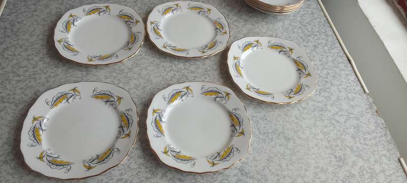"Royal Malvern" Trio Sets With Cake Plate Bone China Made in England
