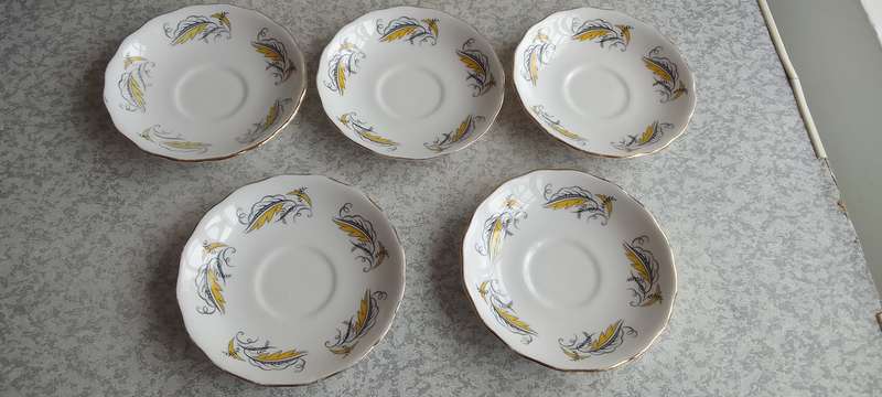 "Royal Malvern" Trio Sets With Cake Plate Bone China Made in England
