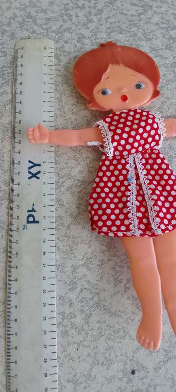 VINTAGE PLASTIC FOLDABLE FLAT SKINNY DOLL MADE IN HONG KONG