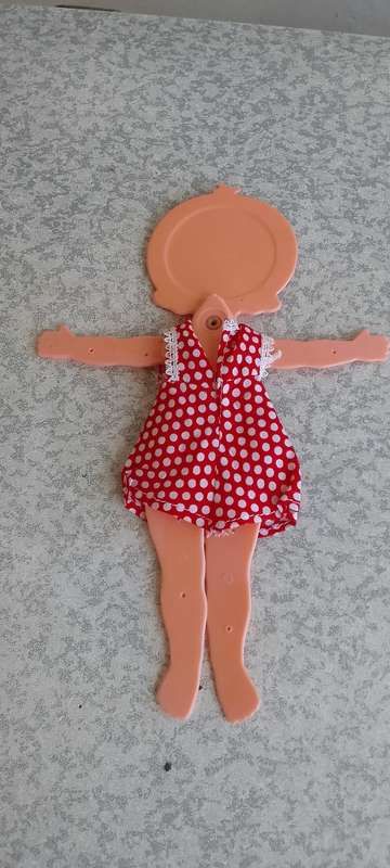 VINTAGE PLASTIC FOLDABLE FLAT SKINNY DOLL MADE IN HONG KONG