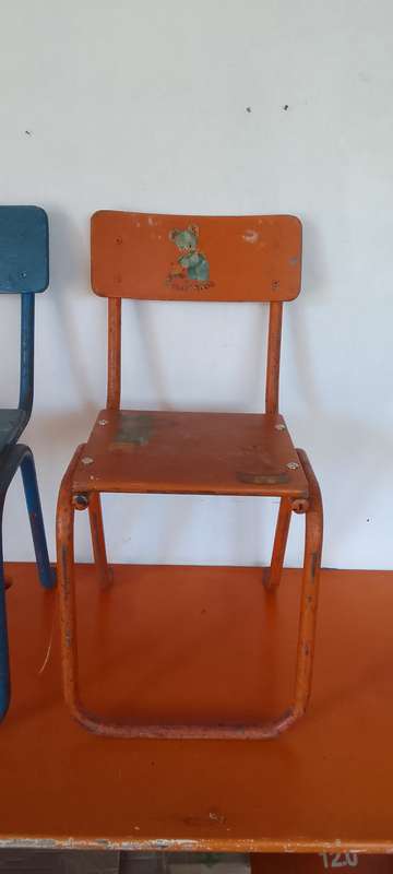2 x Vintage School Chairs,  Wood and Metal