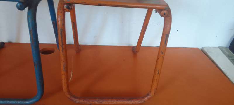 2 x Vintage School Chairs,  Wood and Metal
