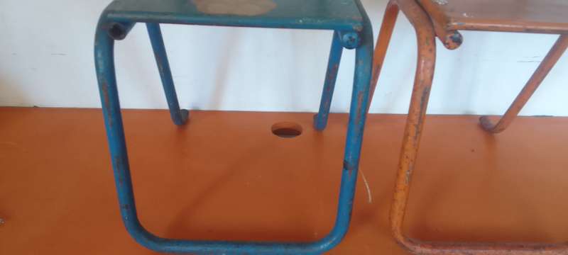2 x Vintage School Chairs,  Wood and Metal