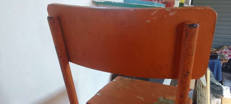 2 x Vintage School Chairs,  Wood and Metal