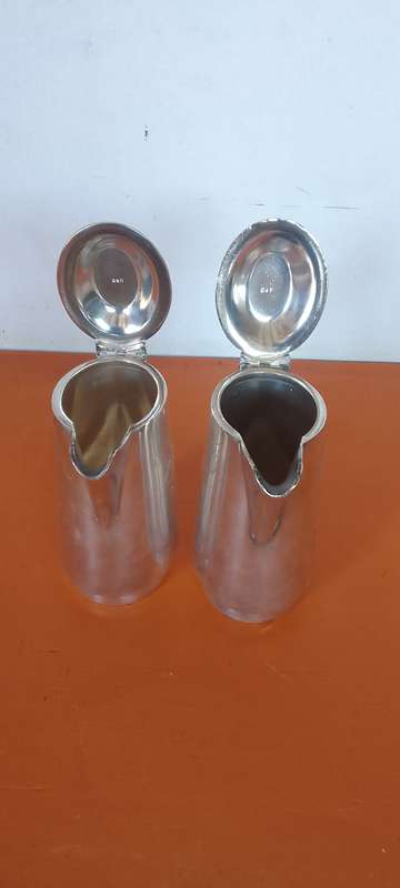 2 x VINTAGE GEBRUDER HEPP PFORZHEIM 0.30 SILVER PLATE  Coffee/Tea/Water Jug