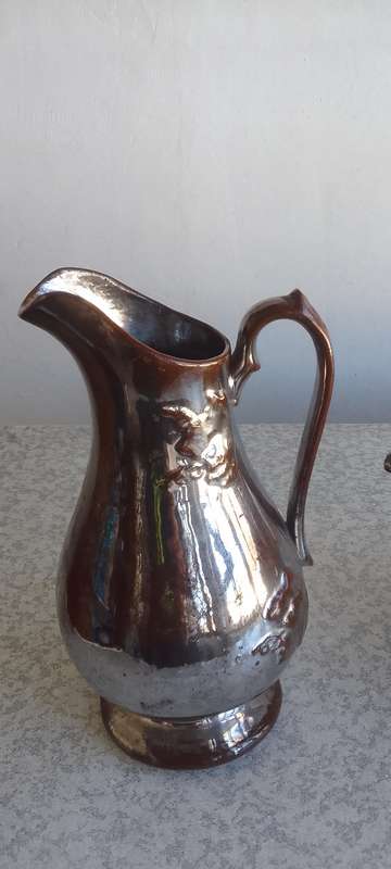 Vintage Silver Tone Water Jug Pitcher And Teapot - Possible Lustreware ??? Not sure.