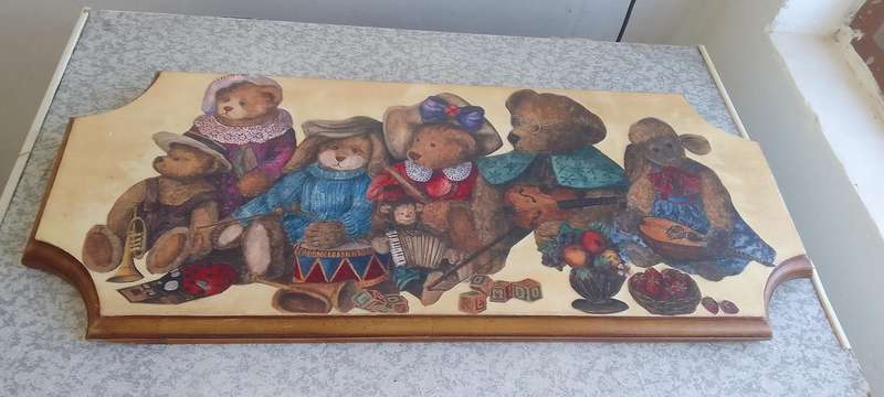 Teddy Bears On Wood - Wall Hanging