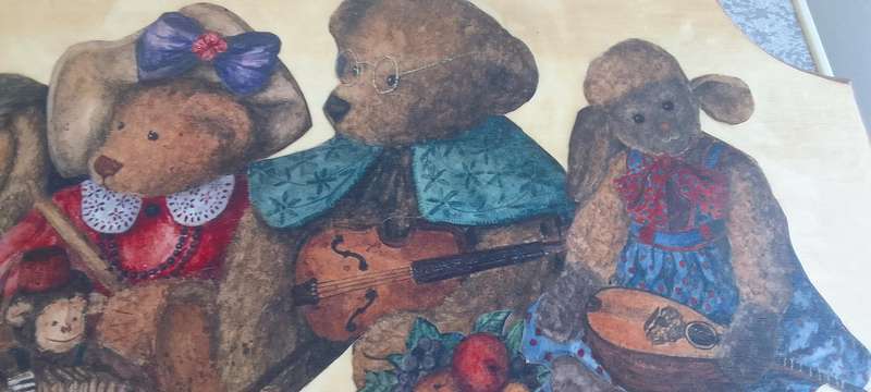 Teddy Bears On Wood - Wall Hanging