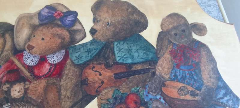 Teddy Bears On Wood - Wall Hanging