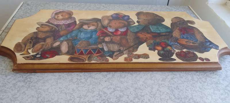 Teddy Bears On Wood - Wall Hanging
