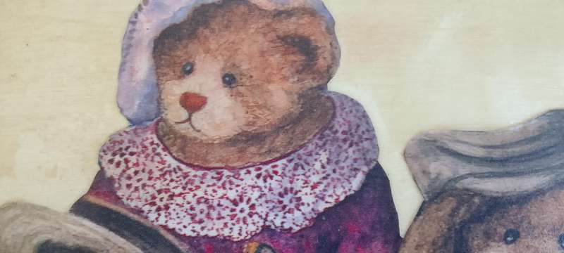 Teddy Bears On Wood - Wall Hanging