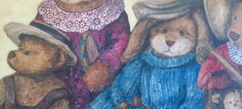 Teddy Bears On Wood - Wall Hanging