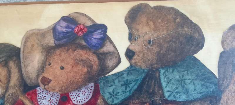 Teddy Bears On Wood - Wall Hanging