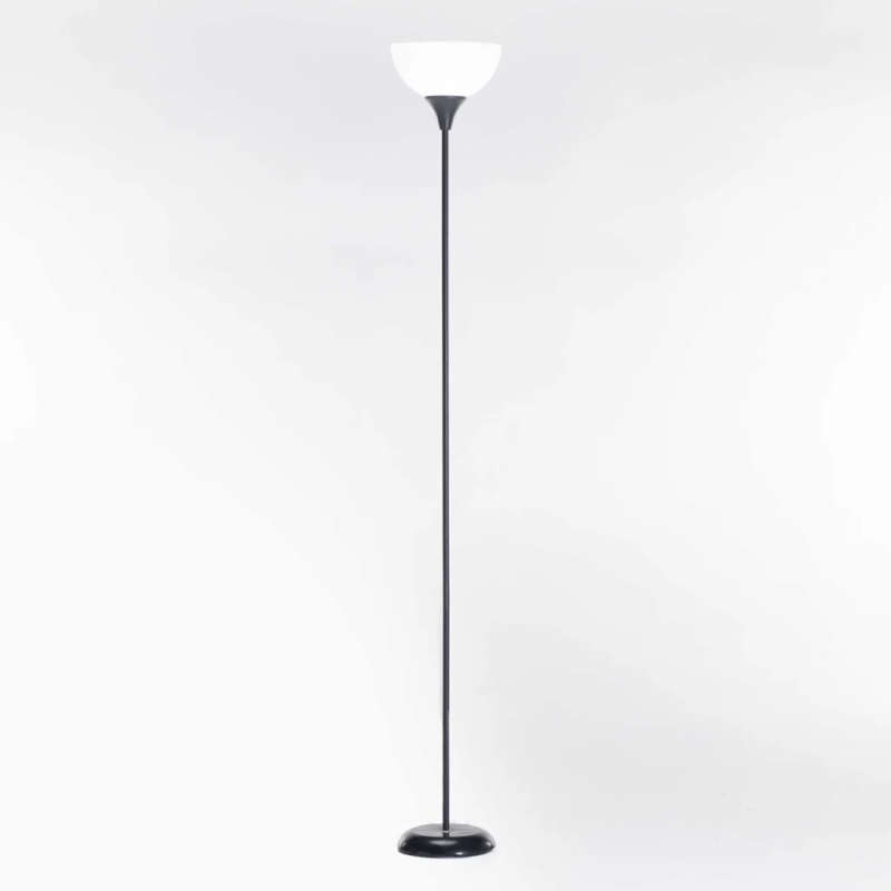 LAMP FLOOR-BLACK METAL-WHITE ACRYLIC SHADE 180cm H