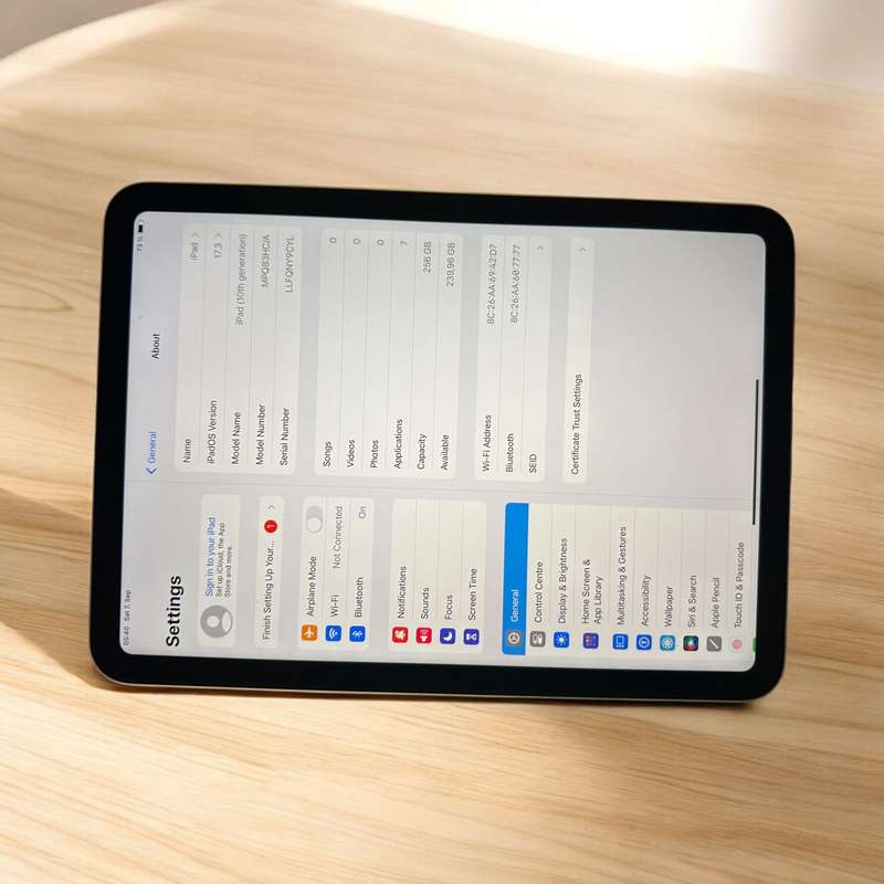 Ipad [10th Gen} WiFi-256GB Silver New Condition With Folio Case