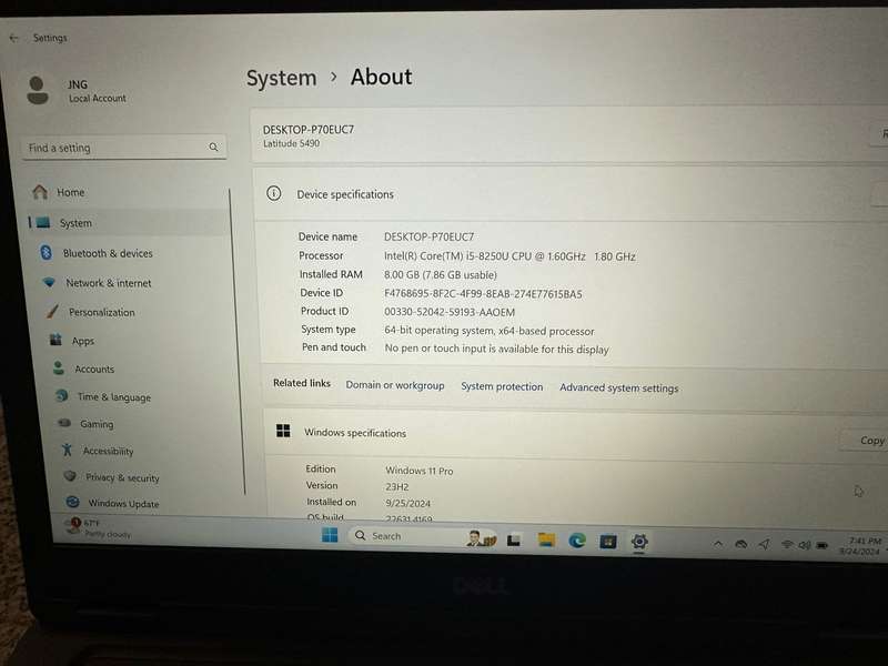 Dell Latitude 5490, 8th Gen i5-8350U@1.6GHz, 8GB RAM, 256GB m.2 SSD, 14`LTE