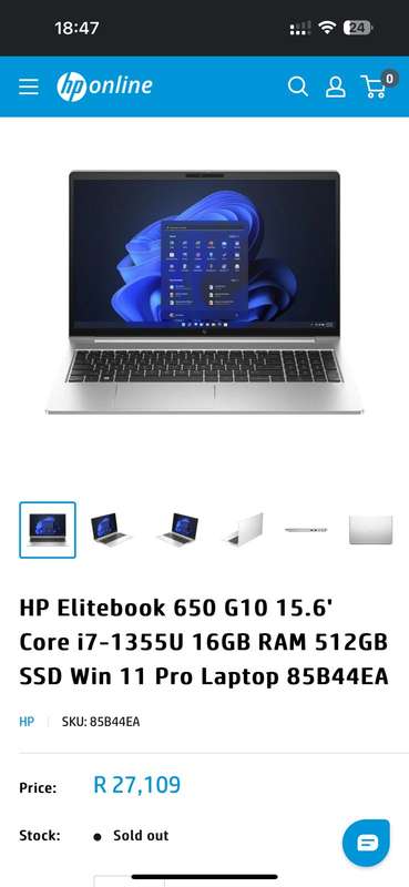 HP EliteBook 650 15.6 inch G10  Intel® Core i7, 13th gen 16GB RAM, 512GBSsd Mint With Hp Warranty