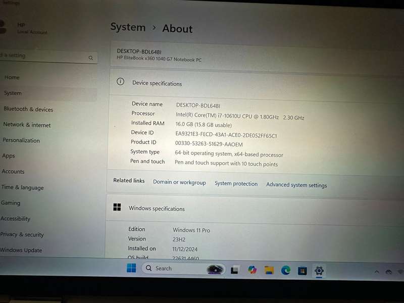 HP ELITEBOOK  X360 1040 G7 TOUCH SCREEN CORE I7 10TH GEN 16GB RAM 512GBSSD MINT
