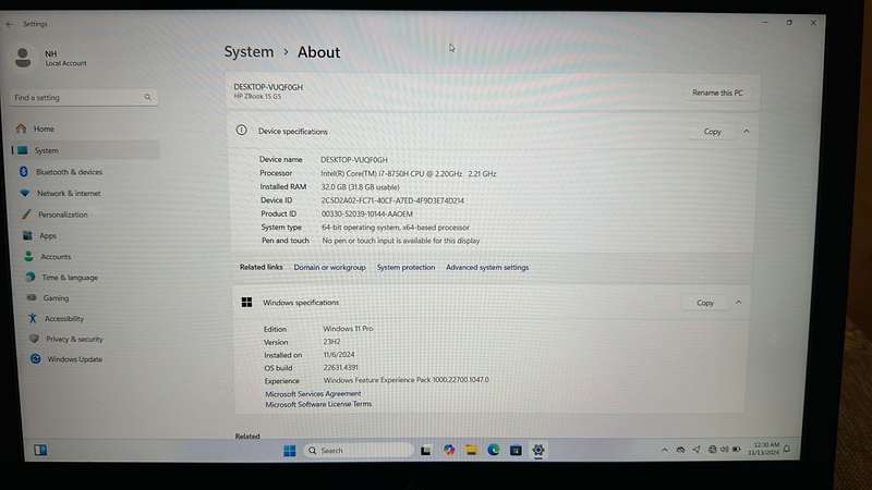 HP ZBook 15 G5 Mobile Workstation  Core i7-8750H / 15.6 FHD / 32GB RAM / 512GB SSD