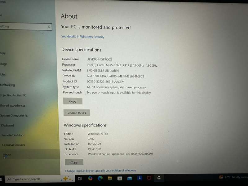 Lenovo Thinkpad E590, 8th Gen Intel i5-8265U@1.8GHz, 8GB RAM, 256GB NVMe SSD, 15` FHD Display,