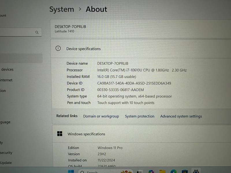 Dell Latitude 7410 i7 10610U / 16 GB Ram / 512GB SSD / 14 FHD Display