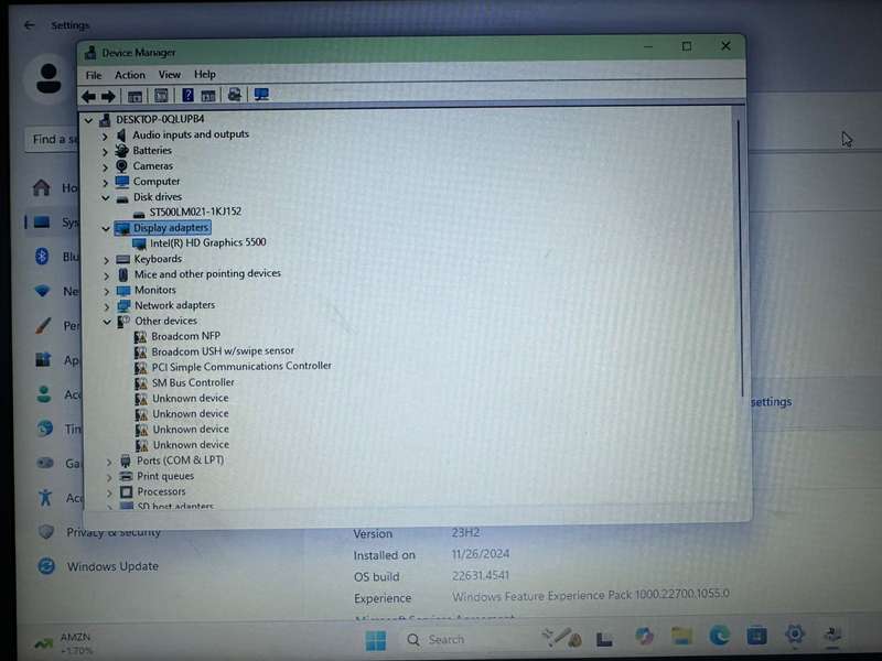 Dell Latitude E5550, ,Intel i5-5300U@2.3GHz, 4GB RAM, 500GB hdd,