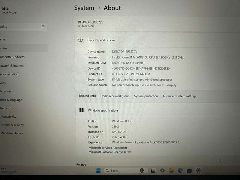 DELL 5510 CORE I5 10TH GEN 8GB RAM 256GB SSD LTE