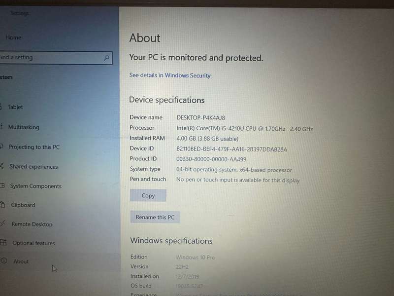 HP PROBOOK G1 15.6 1NCH 4GB RAM 240GB SSD