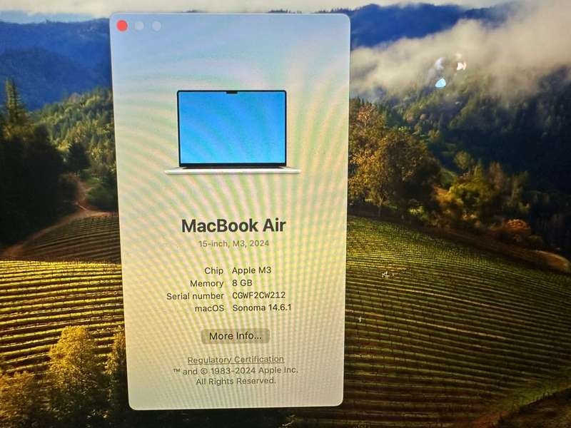 Apple MacBook Air 15 M3 8 Core CPU and 10 Core GPU 256GB SSD New Condition Low Cycle Count