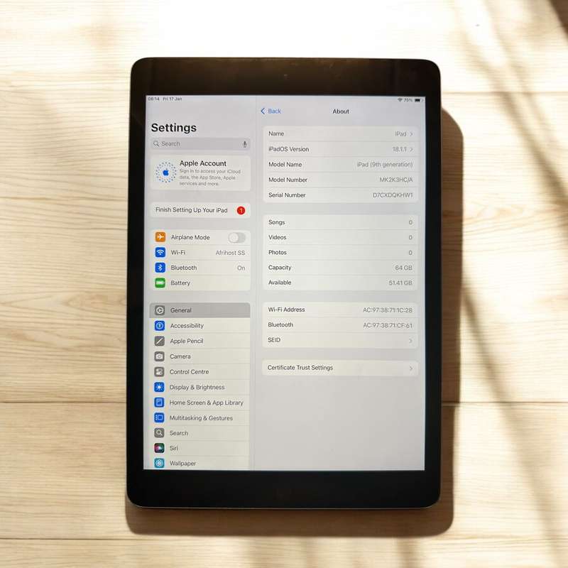 IPAD 9TH GEN WIFI 64GB MINT AS NEW