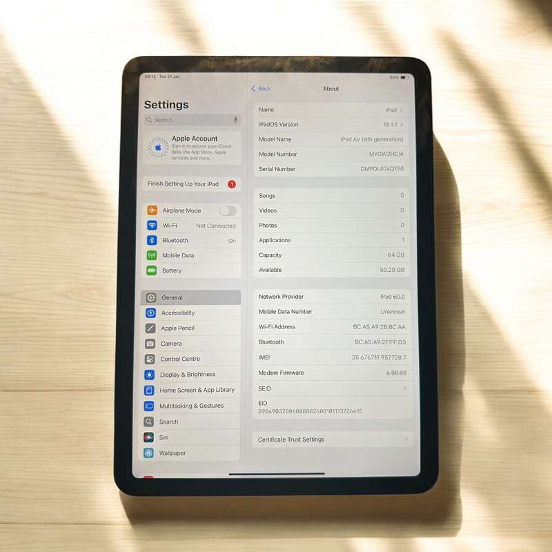 IPAD AIR 4TH GEN WIFI & LTE 64GB MINT CONDITION MODEL A2072