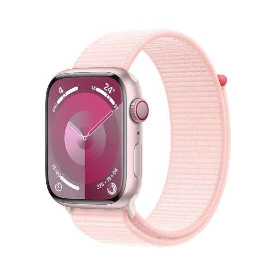 Apple Watch Series 9 GPS, 45mm Pink Aluminum Case with M/L Light Pink Sport Band