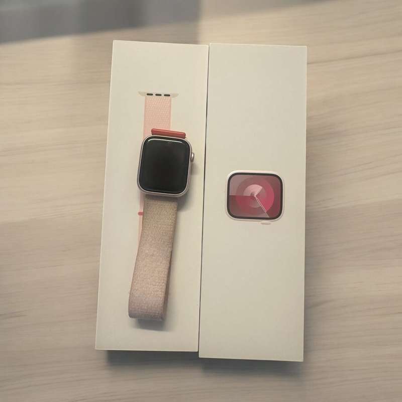 Apple Watch Series 9 GPS, 45mm Pink Aluminum Case with M/L Light Pink Sport Band